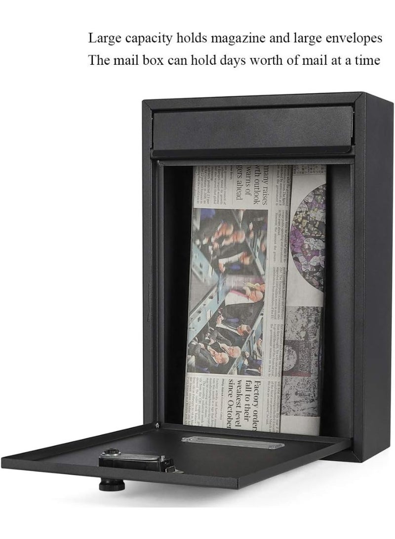 Jssmst Locking Mailbox Wall Mounted Vertical- Jssmst Mail Boxes with Combination Lock Large Capacity, 12.6 x 8.46 x 3.35 Inch, Black Matt - Image 3