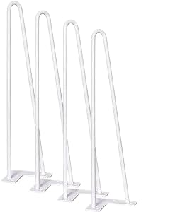 Ventuos 12 Inch Heavy Duty Hairpin Furniture Legs Metal Home DIY Projects for Nightstand Coffee Table Desk etc with Rubber Floor Protectors White 4PCS 24