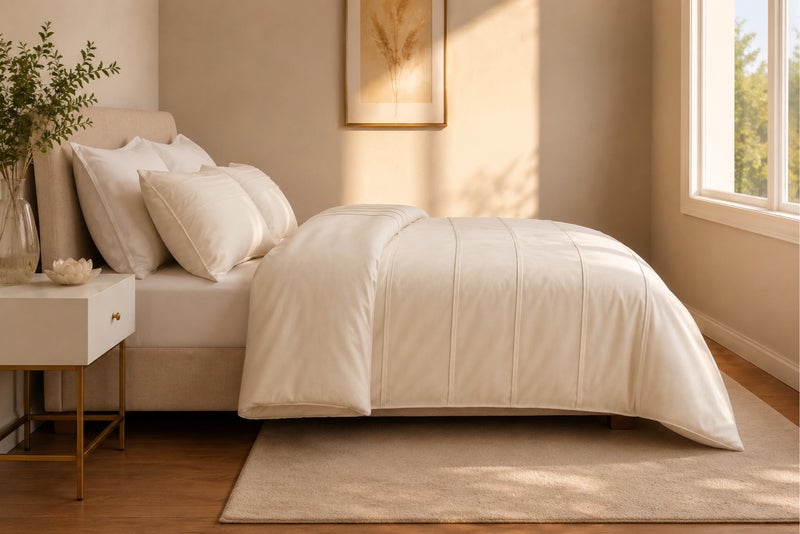 HOMETOPIA King Size 6 Piece Bedding Set Ultra Soft Lightweight Washed Fabric Pleated Design Breathable Cooling Comforter Set for AC Room - Image 4