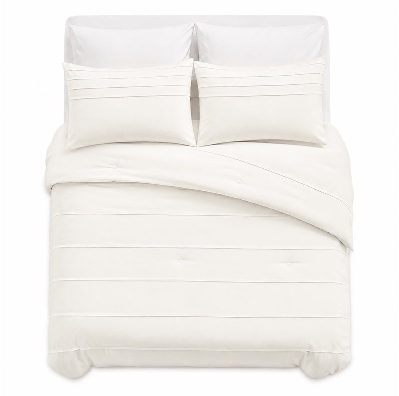HOMETOPIA King Size 6 Piece Bedding Set Ultra Soft Lightweight Washed Fabric Pleated Design Breathable Cooling Comforter Set for AC Room - Image 2