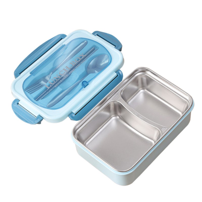 Leakproof Lunch Box: Blue 1-Compartment Premium Food Grade Container - Snap-Lock Lid With Chopsticks And Spoon, Microwave Safe For School, Office, Travel, Home, Outdoors - Image 1