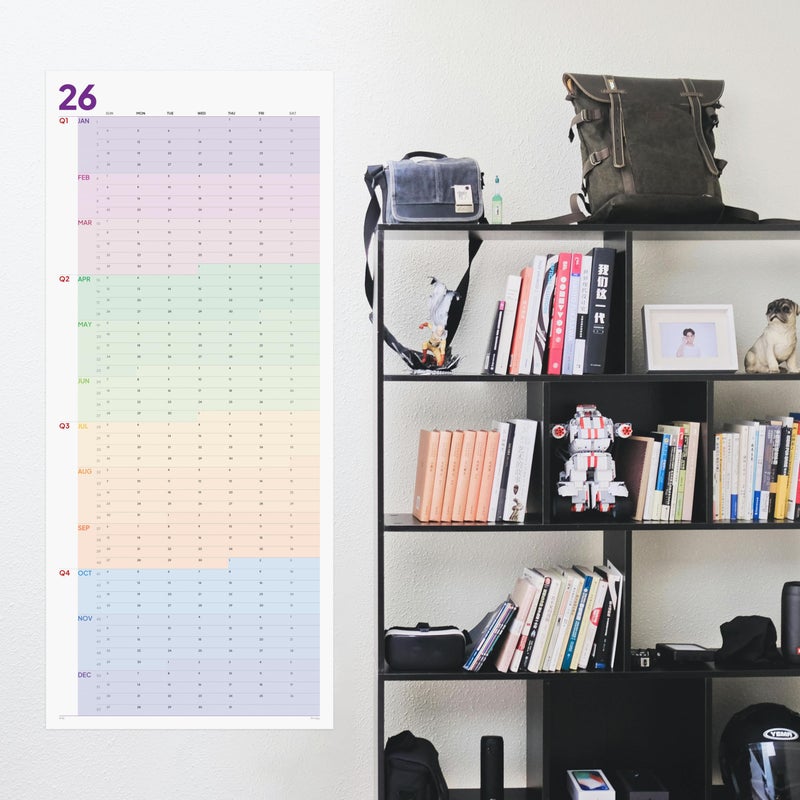 HADIGU Large Wall Calendar 2026 (39 x 17 inches - Rolled) Dry Erase Calendar for Wall, Erasable Wall Planner, Vertical Layout, Quality Large Print, Gloss Lamination, Colorful Design. - Image 4