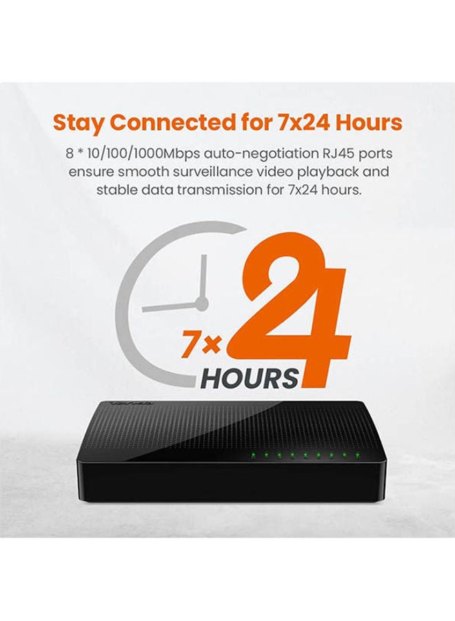 Tenda 8 Port Gigabit Ethernet Network Switch Splitter Black - Image 4