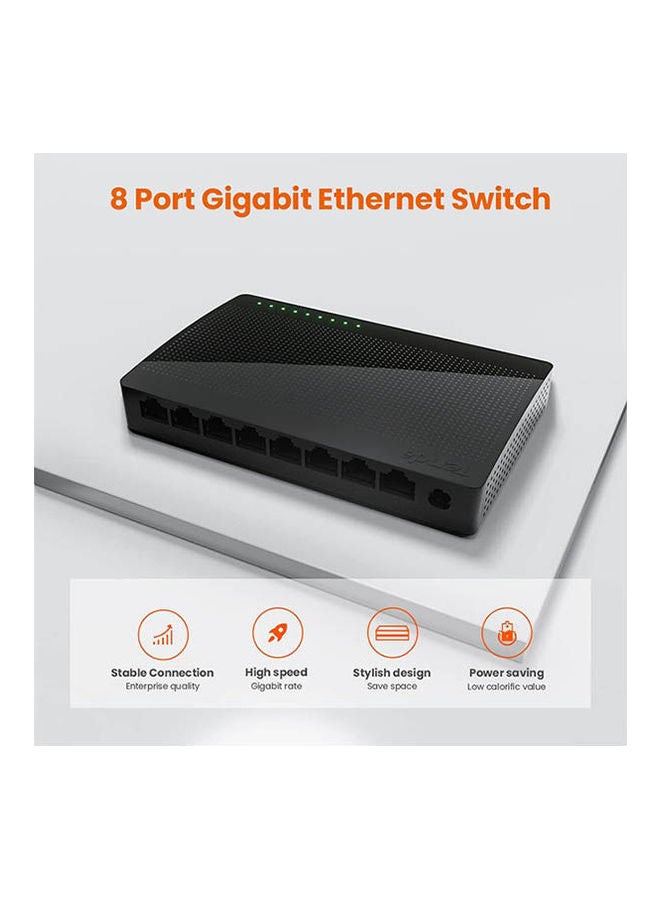 Tenda 8 Port Gigabit Ethernet Network Switch Splitter Black - Image 2