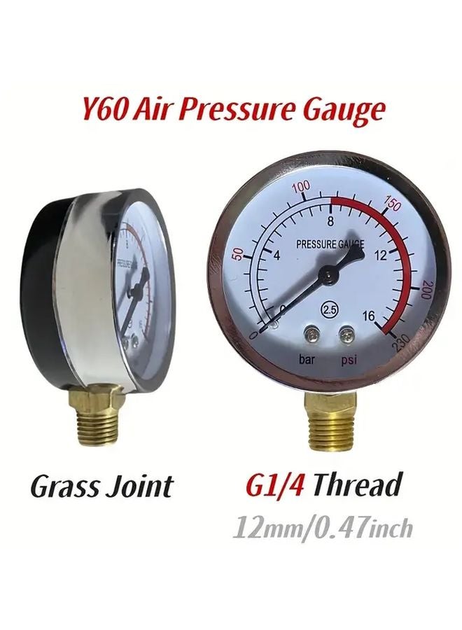 Y60 Upright Pressure Gauge 16bar 230PSI 12mm 1 4 BSP Thread Air Compressor Mechanical Tool - Image 5