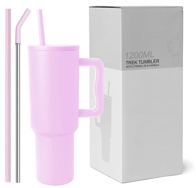 CPENSUS 1200ML Stainless Steel Tumbler with Lid and Straw Hot and Cold with Handle 100 Leak Proof Mug Cupholder for Travelling Gym Lavender Mist - Image 1