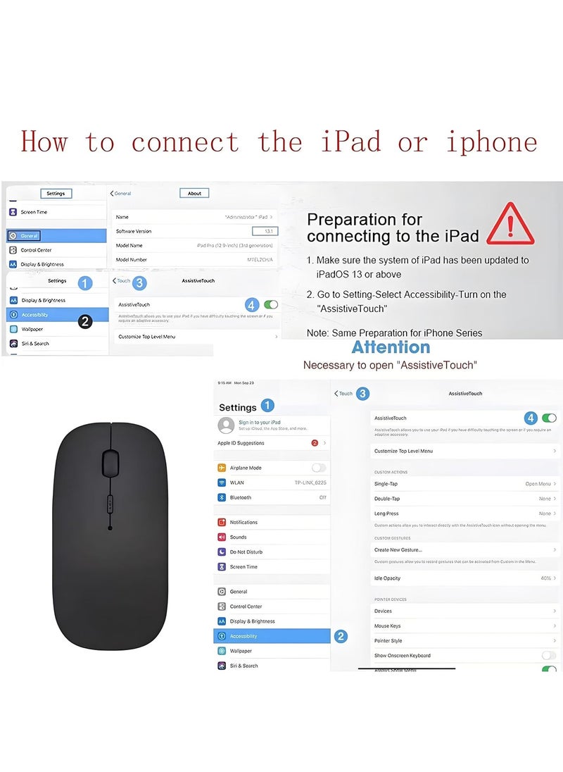 Generic - Wireless, Bluetooth Silent Mouse Rechargeable - 3 Adjustable DPI  - Portable Small Size - Wireless Range 10M - Image 1