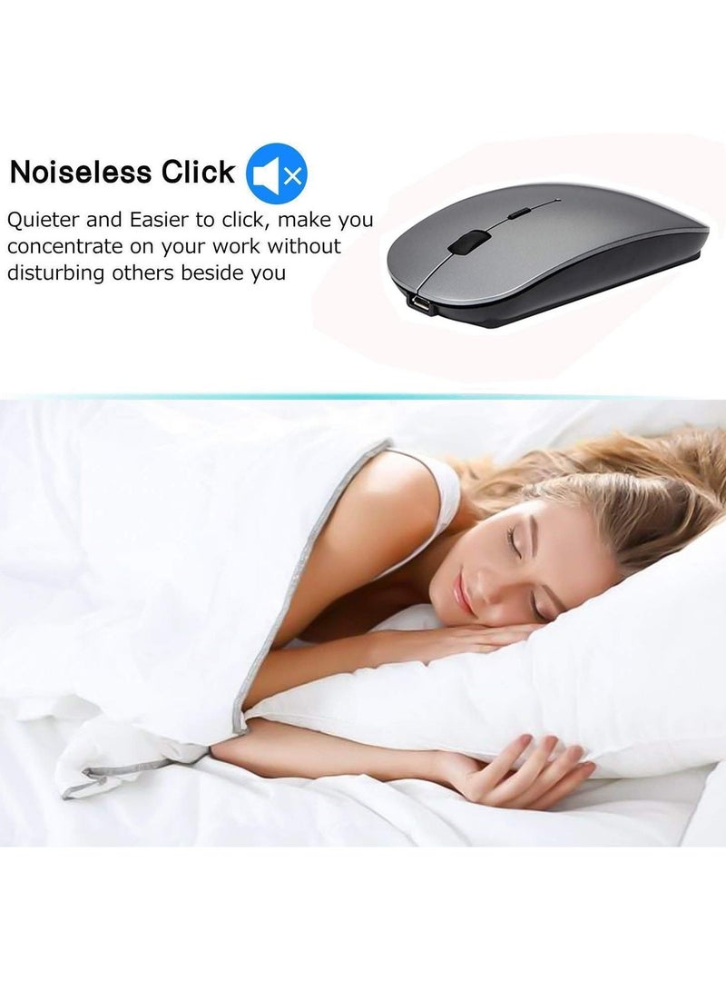 ماوس لاسلكي، بلوتوث صامت قابل لإعادة الشحن - 3 مستويات DPI قابلة للتعديل - حجم صغير محمول - Image 3