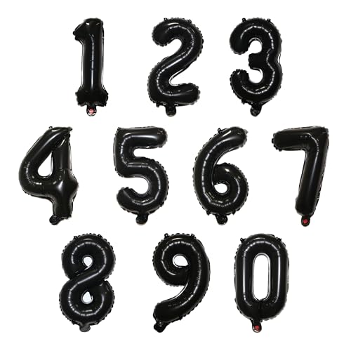 YPSelected 16 Inch Foil Mylar Number Balloons 09 for Party Decoration Black - Image 1