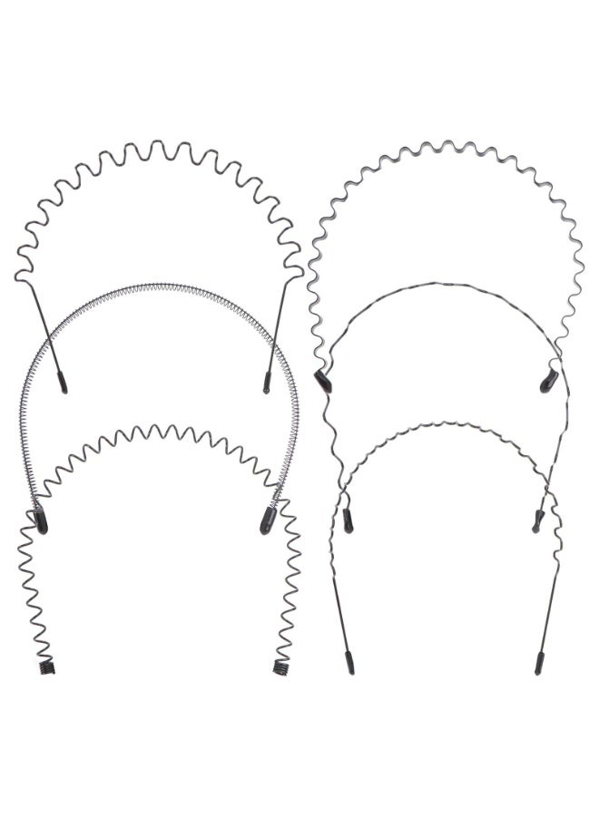 6Pcs عصابة رأس متموجة للأحد، حلقة شعر معدنية، إكسسوارات رأس عادية للنساء والرجال - Image 1