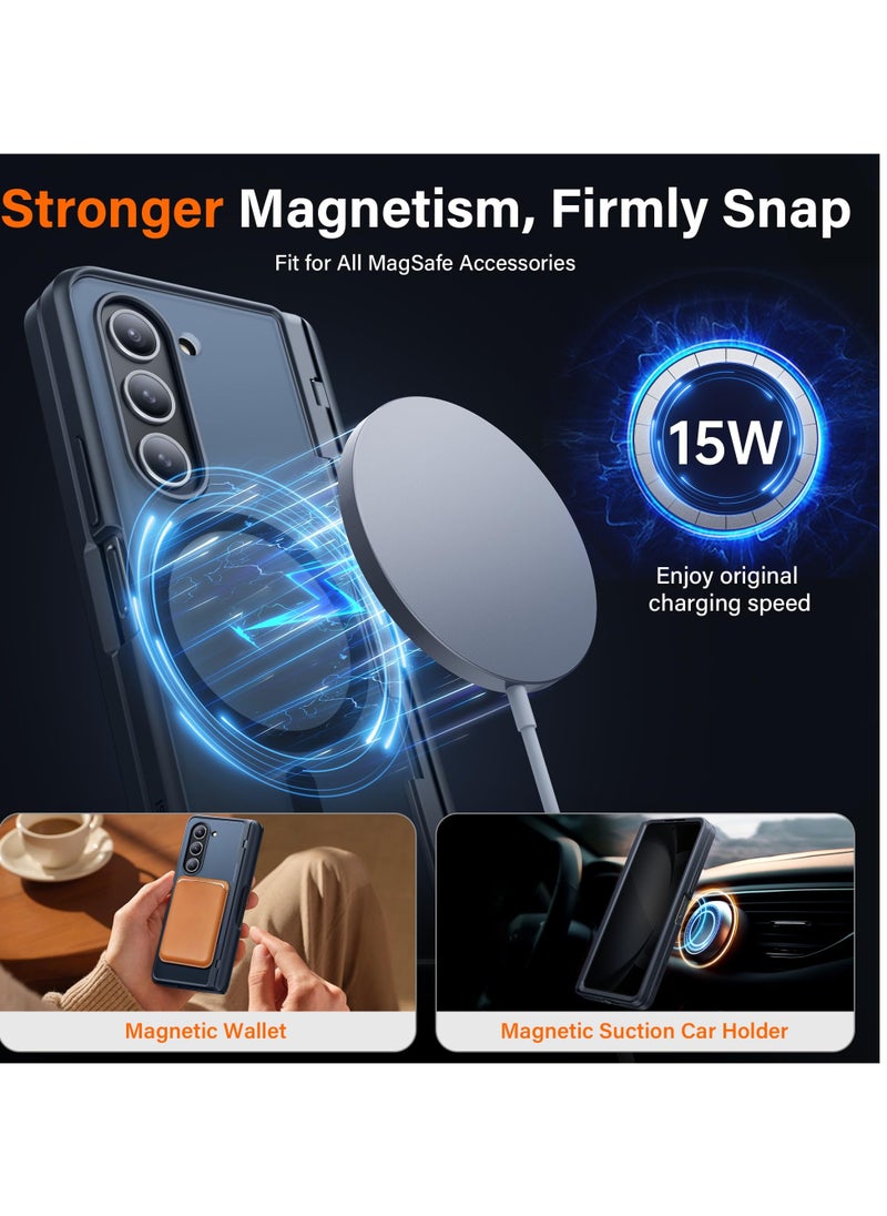 تونجيت حافظة هاتف Samsung Galaxy Z Fold 5، مزودة بحامل قلم S وحماية للمفصلة، وواقي شاشة زجاجي وغطاء كاميرا منزلق، حافظة قوية مقاومة للصدمات والتكسير لهاتف Samsung Galaxy Z Fold 5 مع حامل وحلقة حزام، باللون الرمادي التيتانيوم.​  - Image 5