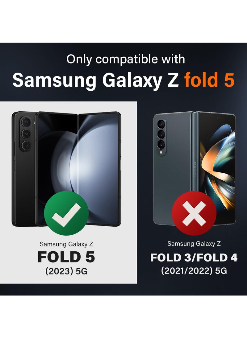 تونجيت - حافظة هاتف Samsung Galaxy Z Fold 5، مزودة بحامل قلم S وحماية للمفصلة، وواقي شاشة زجاجي وغطاء كاميرا منزلق، حافظة قوية مقاومة للصدمات والتكسير لهاتف Samsung Galaxy Z Fold 5 مع حامل وحلقة حزام، باللون الرمادي التيتانيوم.​ - Image 1