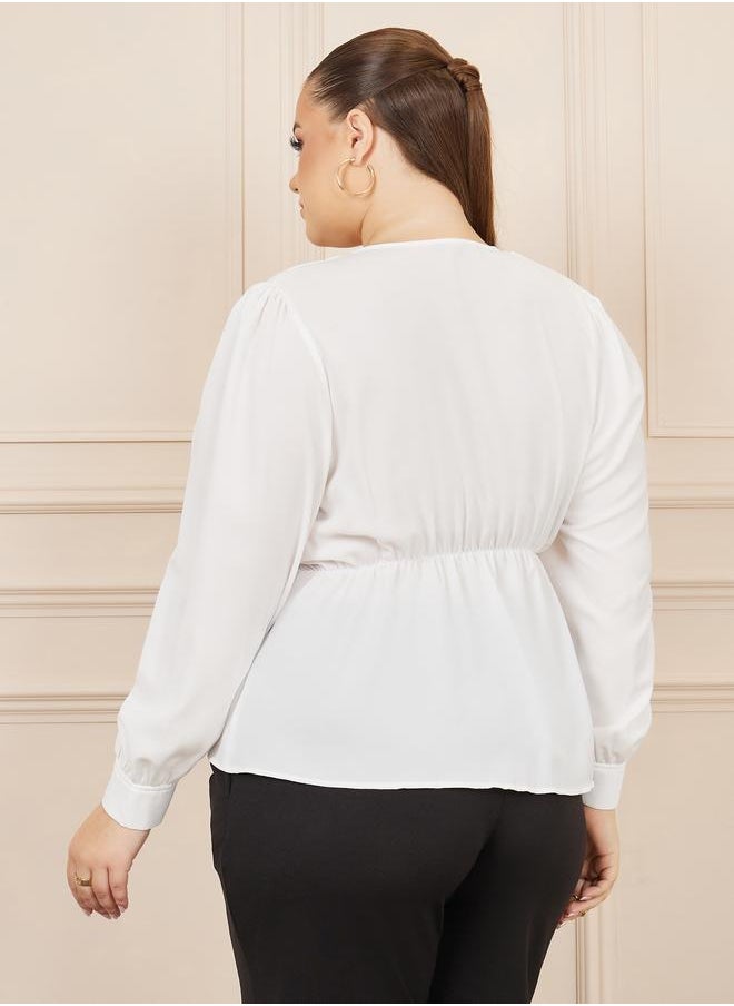 Styli Styli Plus Solid Metal Buckle Detail Wrap Top  - Image 4