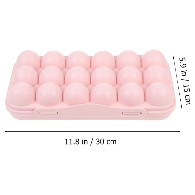 GRANTH ENTERPRISE GRANTH ENTERPRISE 18 Grids Plastic Egg Storage Box Portable Food Container Organizer Stackable Refrigerator Egg Tray Holder BPAFree with Lid Travel Egg Storage Basket Pink  - Image 2
