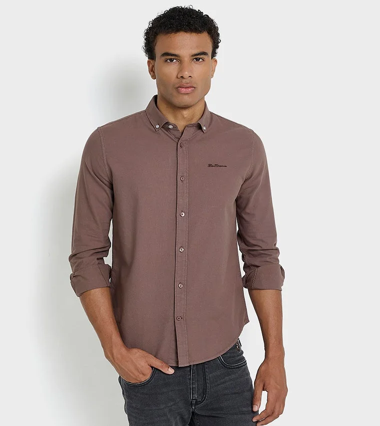 بين شيرمان Ben Sherman Men's Long Sleeve Solid Shirts