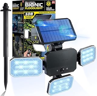 Bell Howell Bell+Howell Bionic Floodlight with Motion Sensing - Solar Outdoor Lights 108 High Power LED Bulbs Adjustable, Swiveling  - Image 1