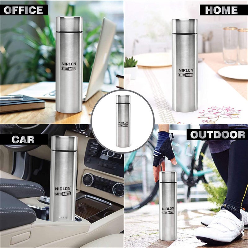 NIRLON Stainless Steel Single Wall Water Bottle/Fridge Refrigerator Bottle/ 100% Leak Proof/Office Bottle/School Bottle, 1000 ML, Set of 2 (FB_Jeet) - Image 5
