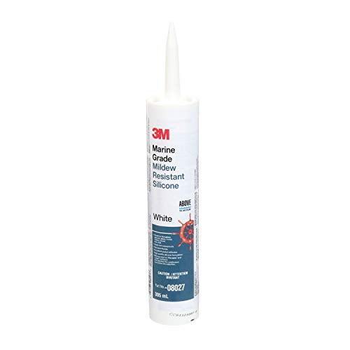 3M Marine Grade Silicone Sealant, 08027, For Boats and RVs, Above the Waterline Interior/Exterior Sealing, White, 10.3 fl oz Cartridge - Image 1