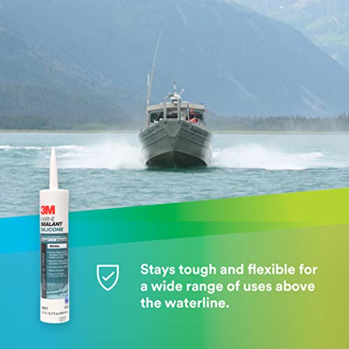 3M Marine Grade Silicone Sealant, 08027, For Boats and RVs, Above the Waterline Interior/Exterior Sealing, White, 10.3 fl oz Cartridge - Image 2