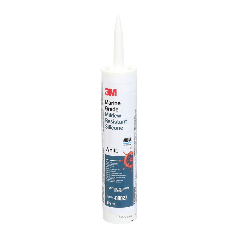 3M Marine Grade Silicone Sealant, 08027, For Boats and RVs, Above the Waterline Interior/Exterior Sealing, White, 10.3 fl oz Cartridge - Image 3