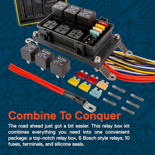 ONLINE LED STORE True Mods Waterproof 12V Fuse Relay Box Block Kit w/Pre-Wired Harness [12 & 16AWG] 6 Gang Bosch Style 5Pin 30A/40A Universal Relay & Fuse Panel for DC Auto Automotive Vehicle Car Marine Boat Jeep UTV - Image 5