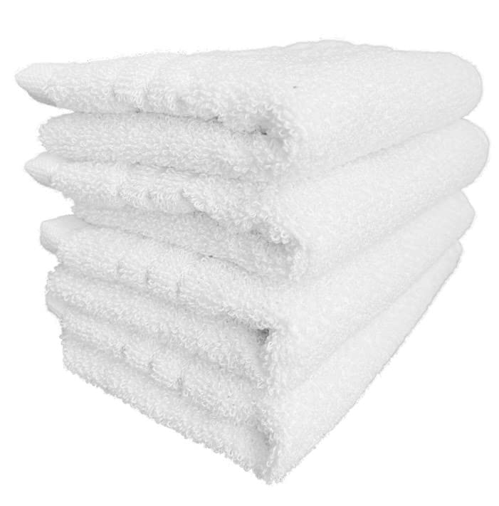 COTFLEX Hand and Face Towel Pure Cotton White 14x21 Pack 6 - Image 1