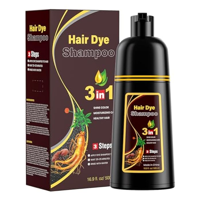 JUANCHI Dark Brown Hair Dye Shampoo 3 in1, Dark Brown Shampoo Hair Dye for Gray Coverage, Natural Hair Color for Women Men, Herbal Formula, Ammonia-free, Lasts 30 Days, 500ml (16.90 oz) - Image 1
