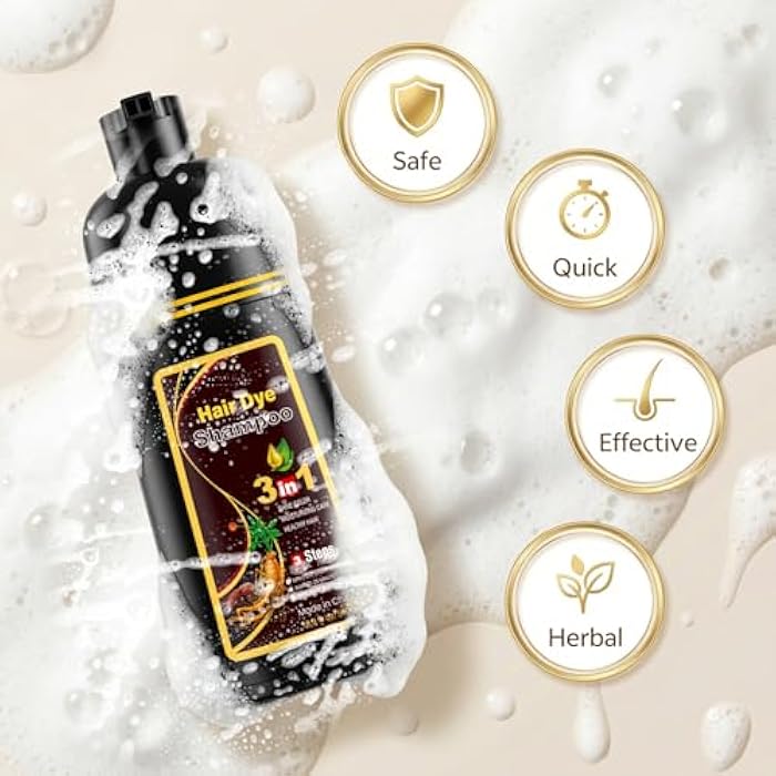 JUANCHI Dark Brown Hair Dye Shampoo 3 in1, Dark Brown Shampoo Hair Dye for Gray Coverage, Natural Hair Color for Women Men, Herbal Formula, Ammonia-free, Lasts 30 Days, 500ml (16.90 oz) - Image 4
