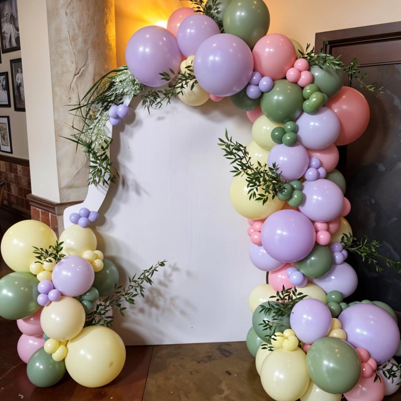 Sowide Pink Purple Green Balloon Arch Kit, 122Pcs Dusty Pink Light Green Macaron Yellow Pastel Balloons for Kids Girl Flower Party Decorations Spring Baby Shower Wedding Engagement Fairy Birthday Supplies - Image 4