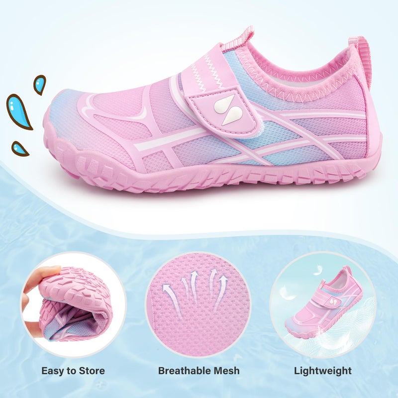 Stelle Kids Water Shoes Boys Girls Swim Hiking Aqua Socks Quick Dry Toddler Barefoot Shoesï¼ˆPink Ombreï¼Œ13MLï¼‰ - Image 4