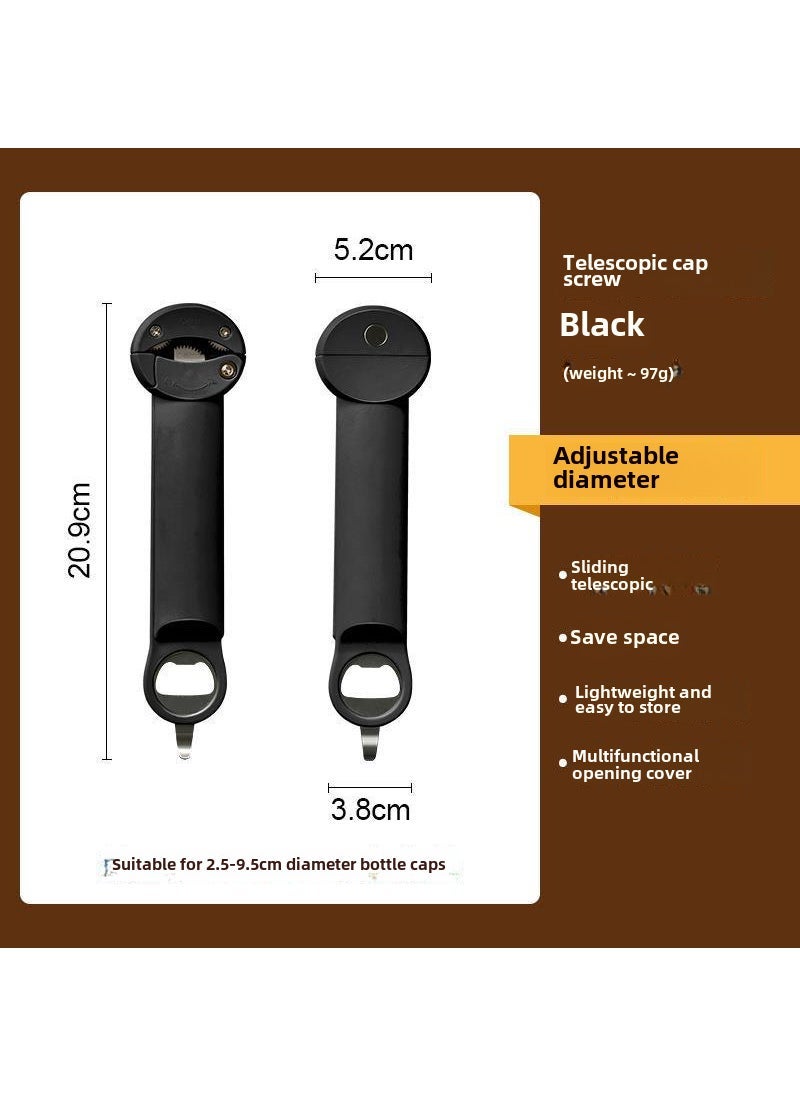 1 x 5 pcs Stainless Steel Effortless Cap Opener Black [retractable/multi-function]] 