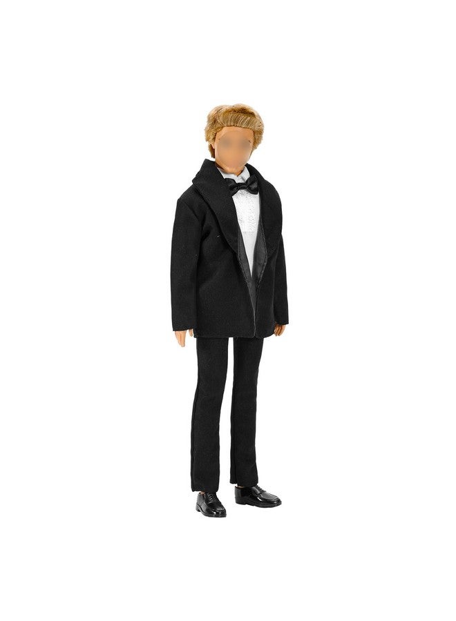 Barwa 3Pc Doll Clothes Black Tuxedo Suit With Tie White Shirt, Pants And Jacket For 12 Inch Boy Doll - Image 3