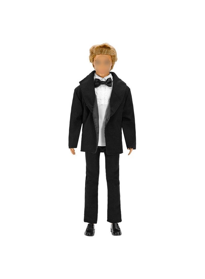 Barwa 3Pc Doll Clothes Black Tuxedo Suit With Tie White Shirt, Pants And Jacket For 12 Inch Boy Doll - Image 2
