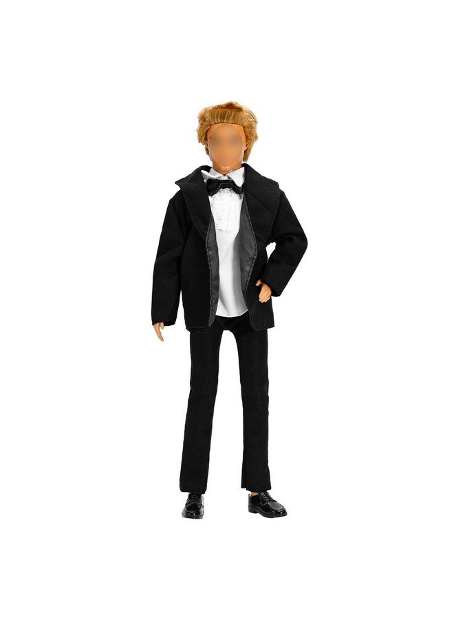 Barwa 3Pc Doll Clothes Black Tuxedo Suit With Tie White Shirt, Pants And Jacket For 12 Inch Boy Doll - Image 4