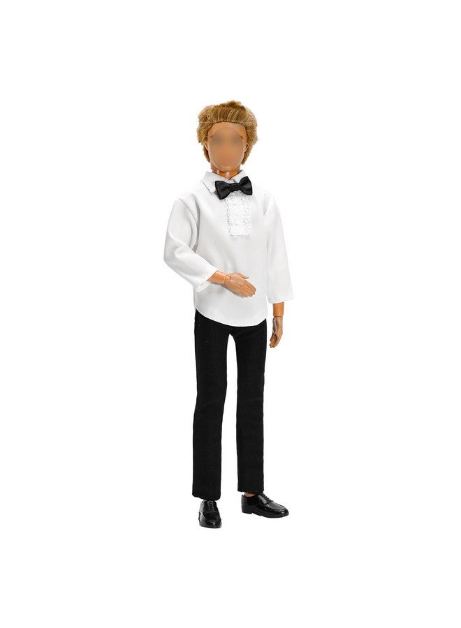Barwa 3Pc Doll Clothes Black Tuxedo Suit With Tie White Shirt, Pants And Jacket For 12 Inch Boy Doll - Image 5