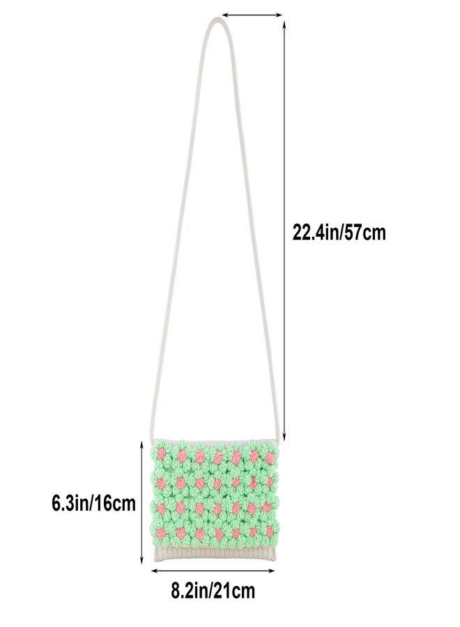 FALETO Small Flower Crochet Purse Handwoven Crossbody Bags for Women Bohemian Cotton Envelope Clutch Handbag White - Image 2
