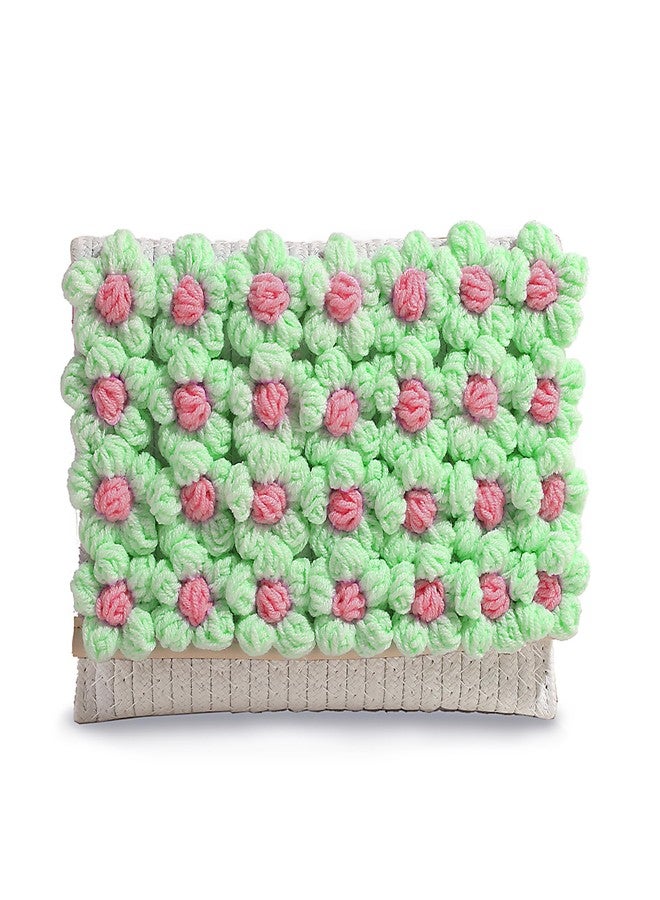 FALETO Small Flower Crochet Purse Handwoven Crossbody Bags for Women Bohemian Cotton Envelope Clutch Handbag White - Image 1