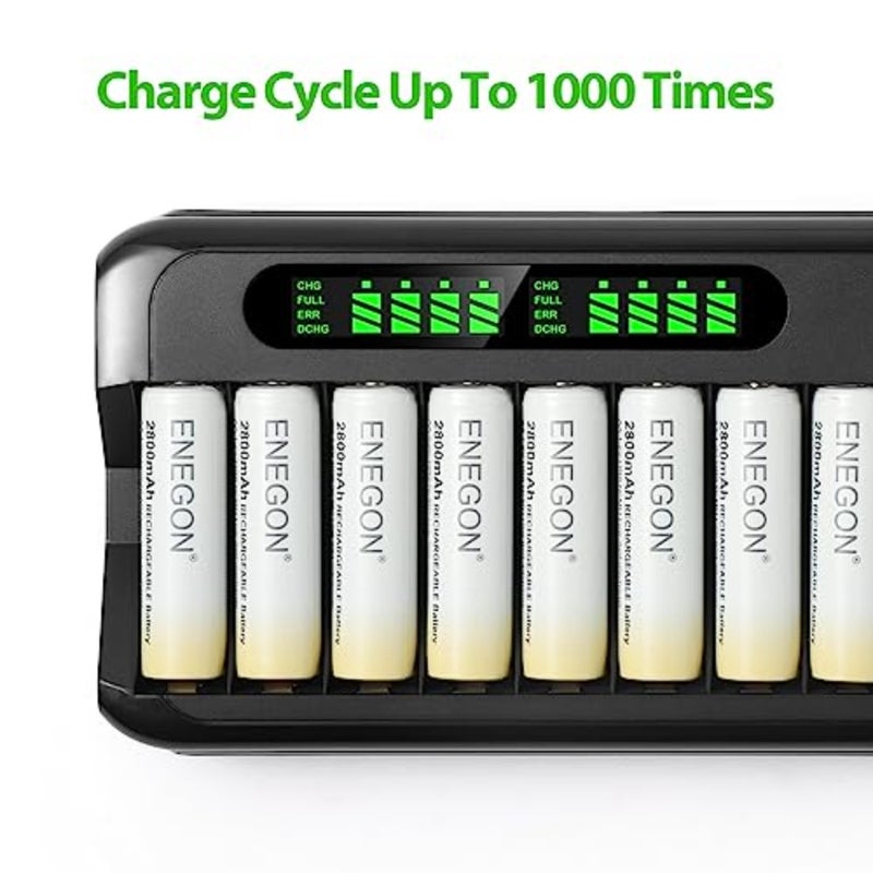 AA Rechargeable Batteries 8 Pack, 2800mAh 1.2V Ni-MH High Capacity AA Batteries for Household Devices, Nickel-Metal Hydride, Long Lasting Eco-Friendly, Black, Fast Charging - Image 4
