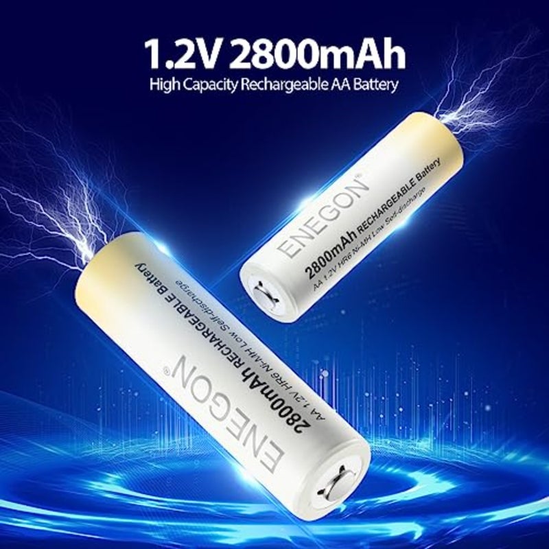 AA Rechargeable Batteries 8 Pack, 2800mAh 1.2V Ni-MH High Capacity AA Batteries for Household Devices, Nickel-Metal Hydride, Long Lasting Eco-Friendly, Black, Fast Charging - Image 2