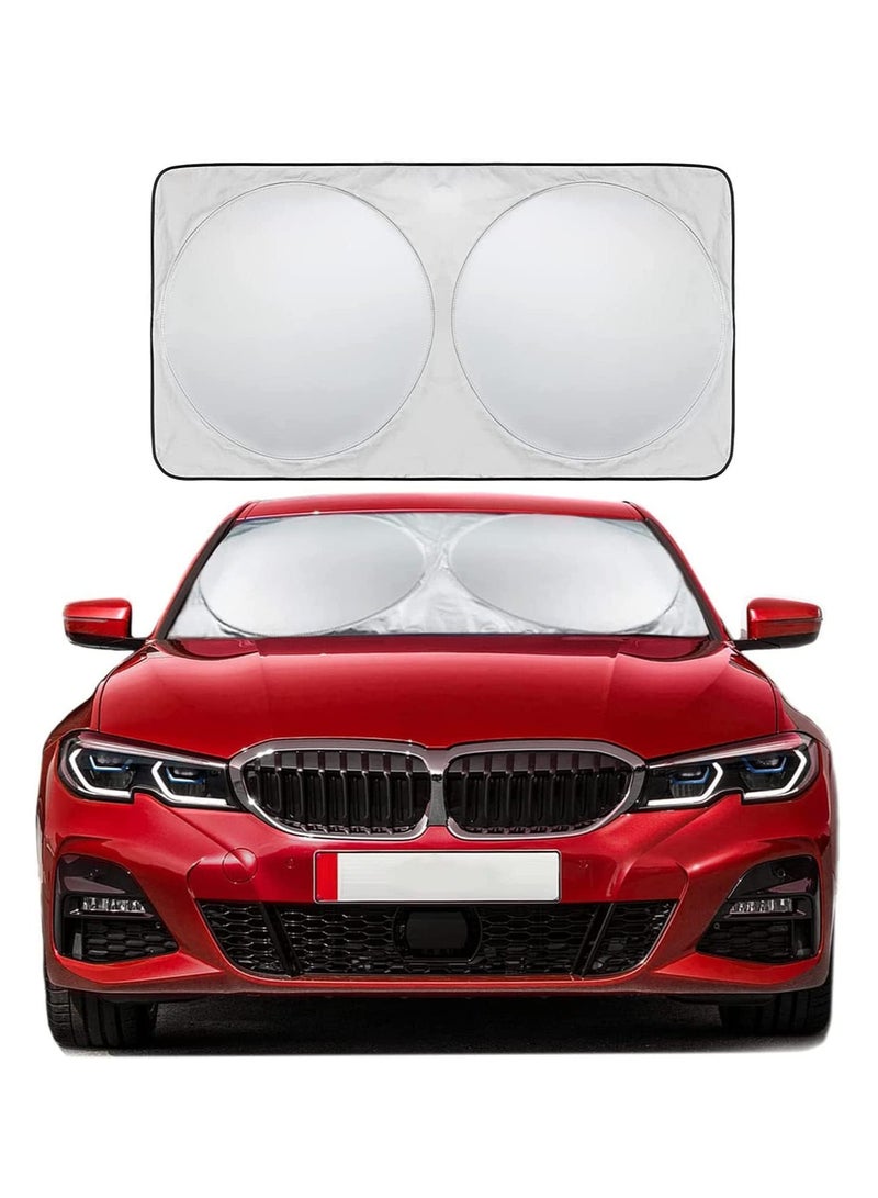 ECVV Car Windshield Sun Shade with Storage Pouch for Full Size Cars SUV Trucks and Vans, Sun Heat Protection Car Front Window Sunshades, Car Foldable Sunshades Prevent UV Rays (167 x 95 cm) - Image 1