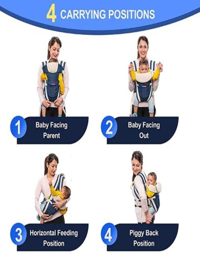 Zmacaw 4-in-1 Baby Carrier Cum Kangaroo Bag | Travel Friendly Baby Holder for Front, Back | Adjustable, Comfy & Safe with Buckle Straps, 6 to 18 Months Baby,Max Weight Up to11Kgs (Blue) - Image 2