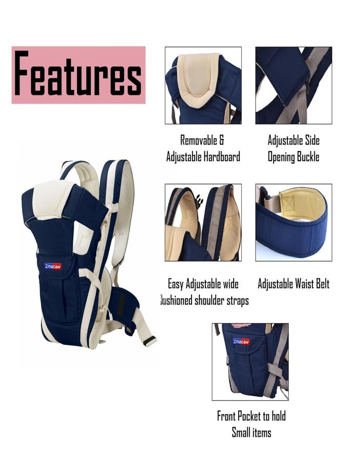 Zmacaw 4-in-1 Baby Carrier Cum Kangaroo Bag | Travel Friendly Baby Holder for Front, Back | Adjustable, Comfy & Safe with Buckle Straps, 6 to 18 Months Baby,Max Weight Up to11Kgs (Blue) - Image 5