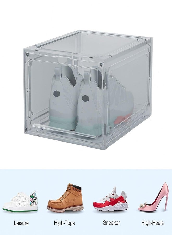 Bianco Grey Shoe Box with Magnetic Front Door Stackable Sneaker Display Box & Organizer Pack of 4 - Acrylic Dustproof Shoe Storage Cabinet Transparent Shoe Rack & Sneaker Crate for Home or Display - Image 5