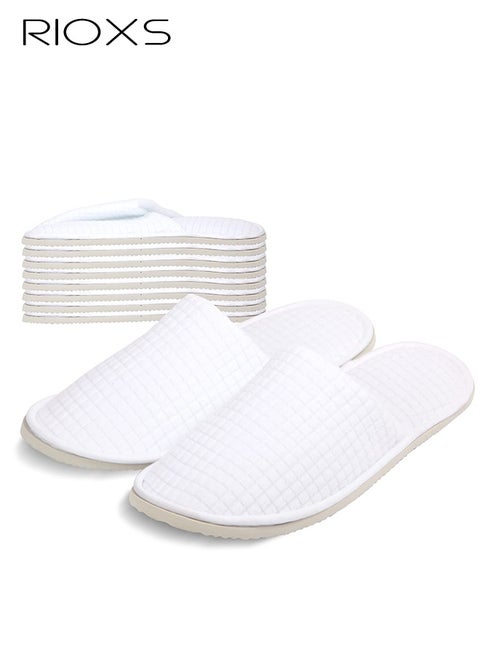 5 Pairs Flat Slippers, Universal Spa Slippers for Women and Men, Non-Slip Washable Half Slippers, Reusable House Slippers, Bulk Disposable Hotel Slippers for Guests, Breathable Closed Toe Slippers, White Semi Slipper, Unisex Slides Slipe-Ons for Housewarming Indoors Bathroom Wedding Party Travel