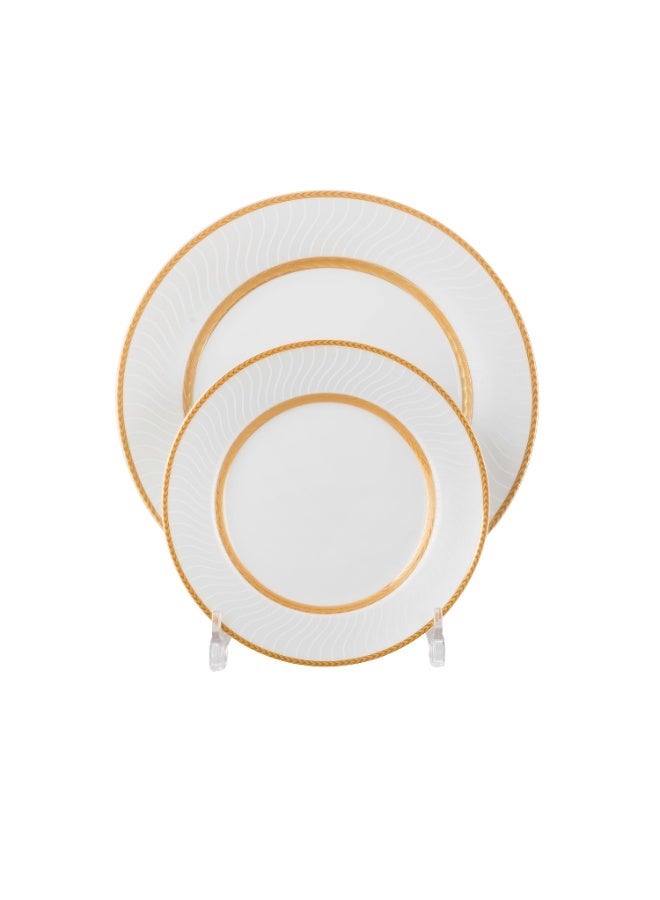 دانيا ✨ طقم السفرة البورسلين الفاخر – 45 قطعة ✨  أناقة بيضاء بخط ذهبي راقٍ… مثالي لـ 6 أشخاص 🤍 - Image 2