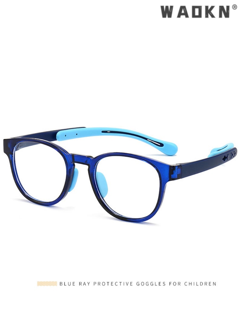 WAOKN Kids Blue Light Blocking Glasses Anti Eyestrain Computer Glasses Gaming Eyewear UV400 Protection with Light Weight TR90 Frame for Boys Girls and Children Age 3-12 Year Old Blue  - Image 1