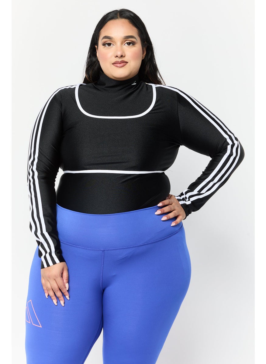 adidas Originals Women Plus Size 2 Pieces Brand Logo Swimwear Top And One Piece, Black  - Image 1