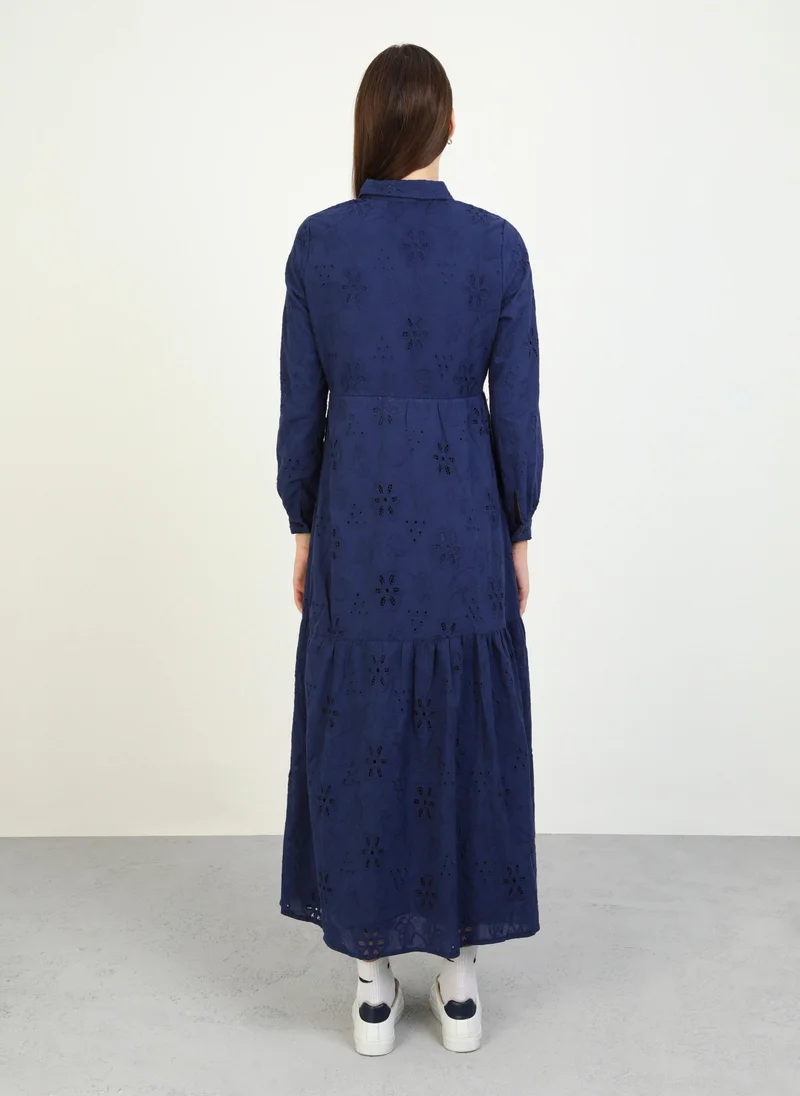 Benin by modanisa Eyelet Tiered Dress