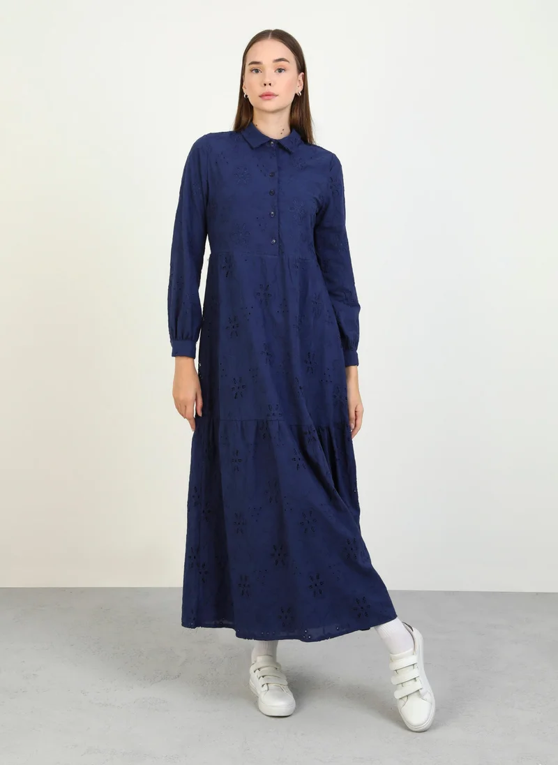 Benin by modanisa Eyelet Tiered Dress