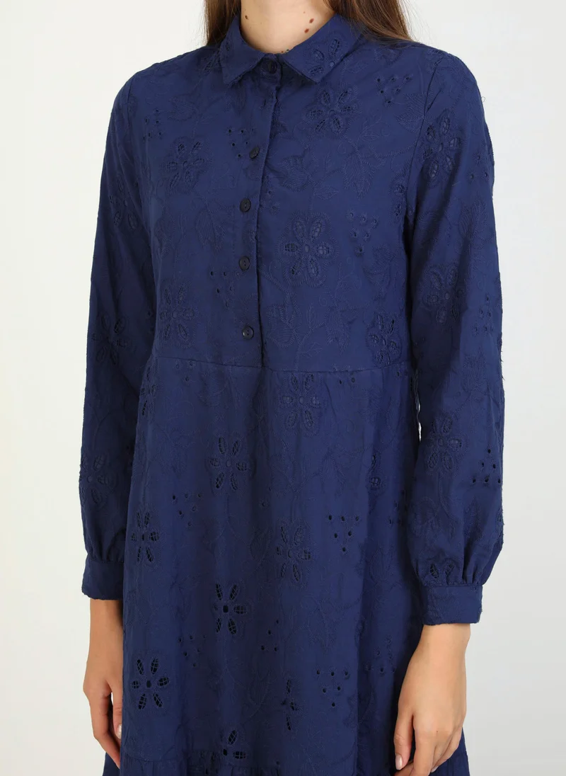 Benin by modanisa Eyelet Tiered Dress